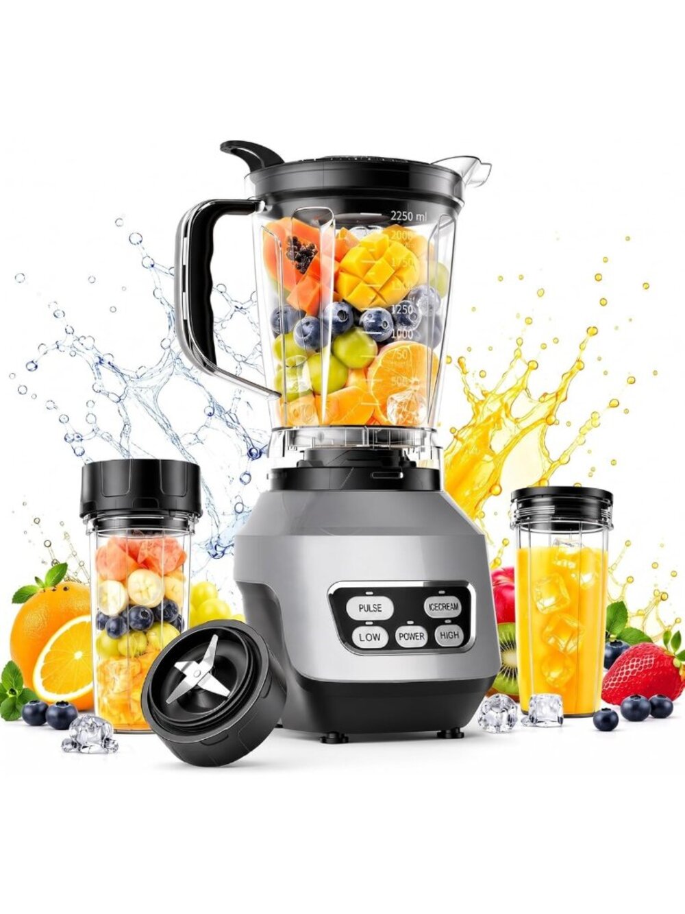 Portable Smoothie Blender with 6 Blades, BPA-Free Cups for Easy Cleaning & Ice